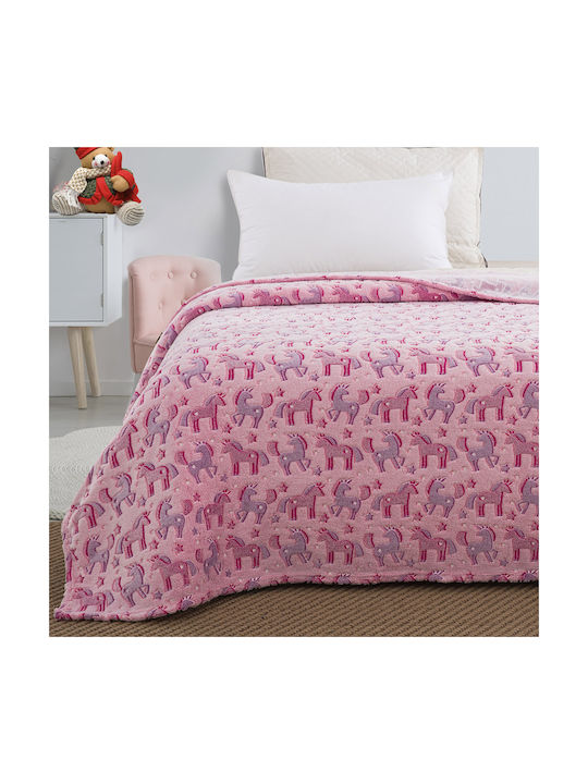Beauty Home Κουβέρτα Fleece Art Φωσφορίζουσα Ροζ 160x220εκ.