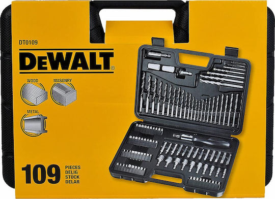 DEWALT Комплект 109 Дърво Свредла HSS с Цилиндрична Опашка за Строителни материали και Дървο