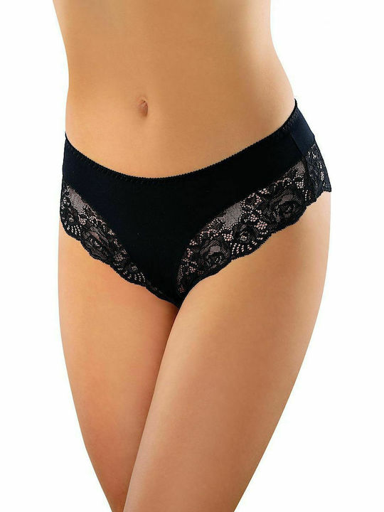 Babell 121 Baumwolle Damen Slip mit Spitze Schwarz 155018