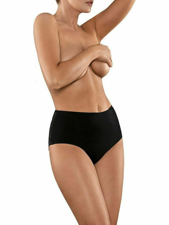 Babell 143 Baumwolle Hochtailliert Damen Slip mit Spitze Schwarz 155880