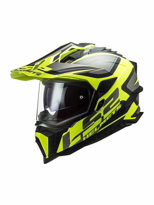 LS2 MX701 HPFC Explorer Alter Motocross Helmet with Sun Visor ECE 22.05 Matt Black/H-V Yellow MX701HPFCEAMBHVY