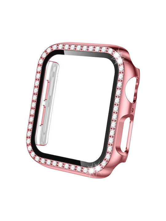 2-in-1 Hard Diamonds Case Pink & Tempered Glass Apple Watch 42mm