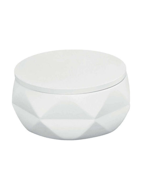 Kleine Wolke Crackle Jar Resin Cotton/Swabs Case Countertop White