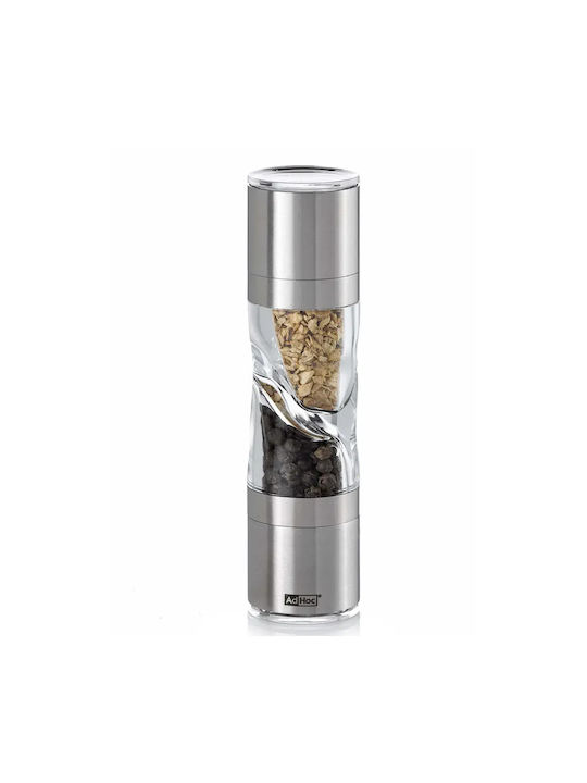 Ad Hoc Duospice Mini Handbuch Salz- und Pfeffermühlen-Set 2 in 1 Inox in Grau Farbe 15cm