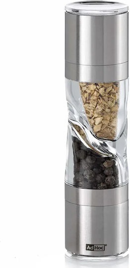 Ad Hoc Duospice Mini Handbuch Salz- und Pfeffermühlen-Set 2 in 1 Inox in Grau Farbe 15cm