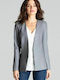 Lenitif L073 Women's Leather Waisted Blazer Gray