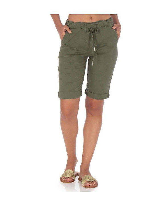 Khaki Fabric Bermuda Shorts Khaki