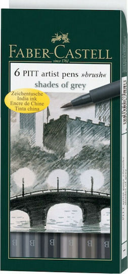 Faber-Castell Pitt Artist Design Markers 1.5mm Gray 6pcs