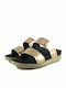 Adam's Shoes Leder Damen Flache Sandalen Anatomisch in Gold Farbe