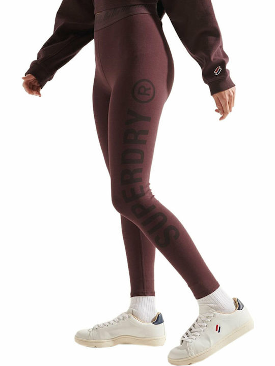 Women's Long Training Legging High Waisted Rich Deep Burgundy