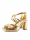 Dizi 509 Damen Sandalen mit Chunky hohem Absatz in Gold Farbe