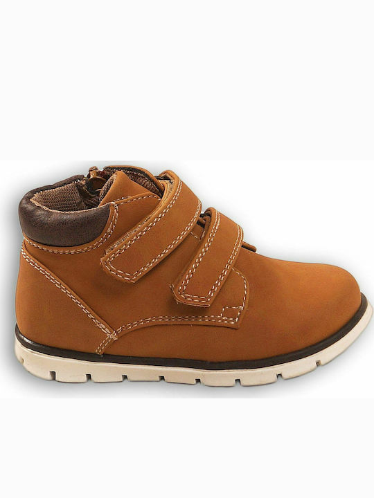 Minoti Kids Boots with Hoop & Loop Closure Tabac Brown