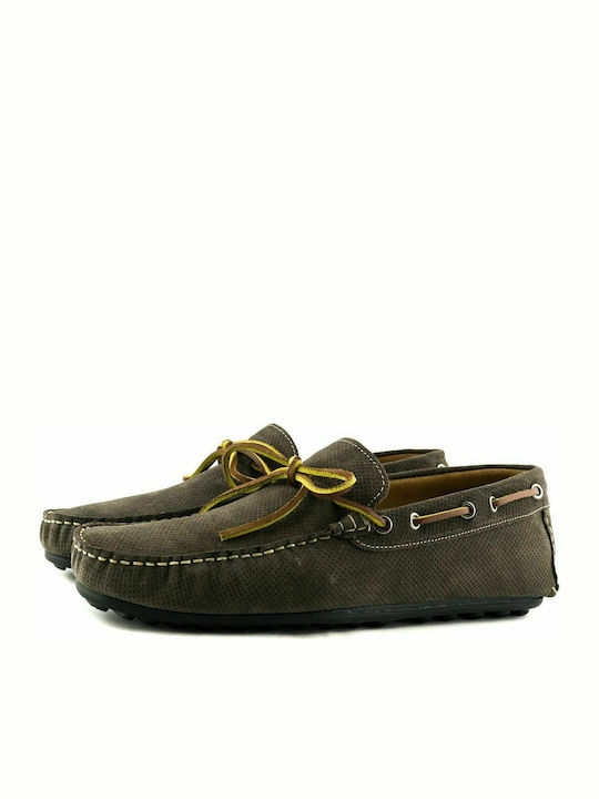 Damiani 814 Men's Suede Boat Shoes Gray