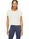 Nagare Γυναικείο Crop T-shirt με Διαφάνεια Λευκό