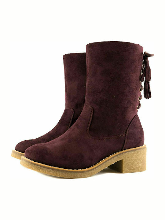 La Coquette TW-B17022 Suede Women's Ankle Boots Burgundy