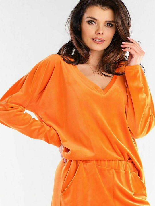 Awama Damen Bluse Langärmelig Orange