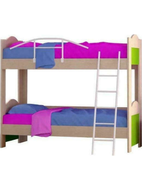 Παιδικό Κρεβάτι Κουκέτα για Στρώμα 90x190cm Πράσινο Δρυς No 60