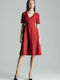 Figl M673 Midi Dress Short Sleeve Red 135797