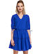 MOE Summer Mini Dress Wrap with Ruffle Royal Blue