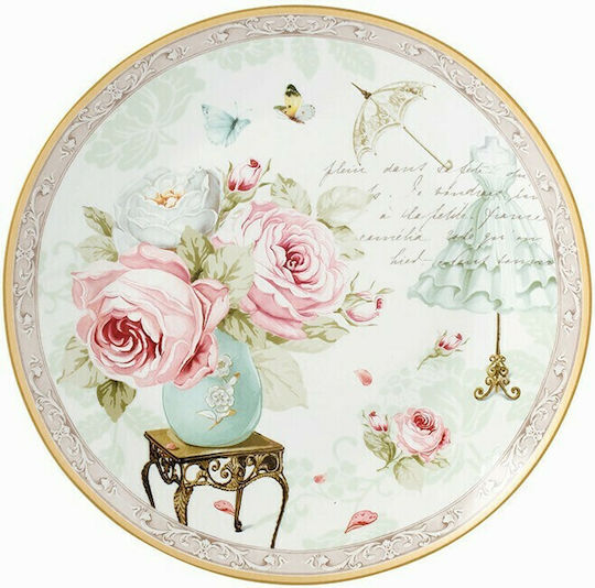 Karvounis Floral Paris Roses Teller Wüste aus Porzellan Mehrfarbig mit Durchmesser 20.5cm 6Stück