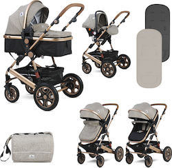 Lorelli Lora 3 in 1 Adjustable 3 in 1 Baby Stroller Suitable for Newborn Pearl Beige 15.1kg