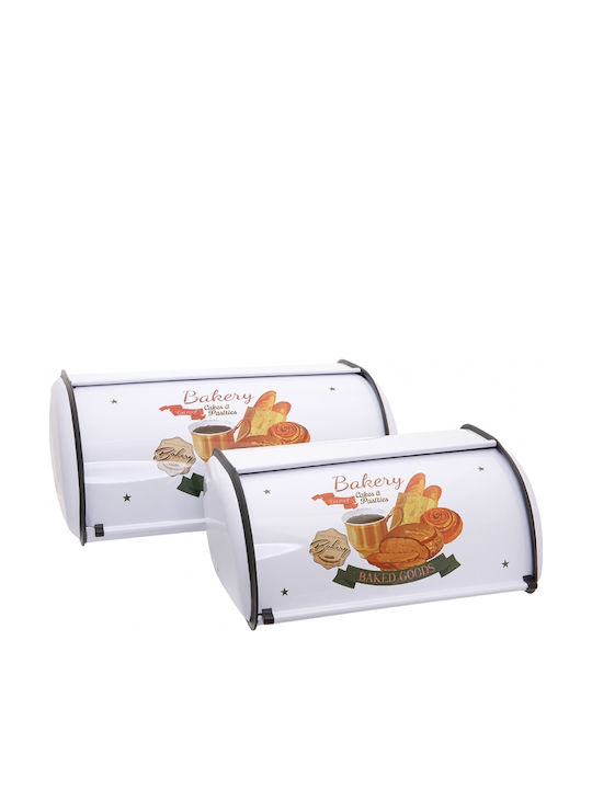 Etoile Metallic Bread Box with Lid White