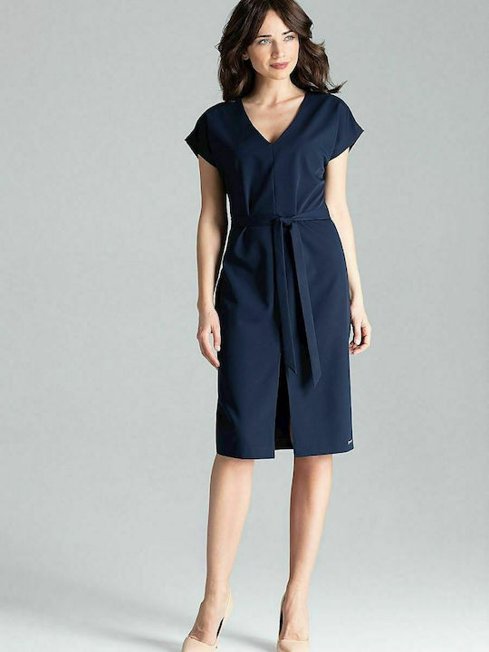 Lenitif L032 Summer Midi Dress Navy Blue