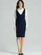 Lenitif L039 Midi Dress Navy Blue