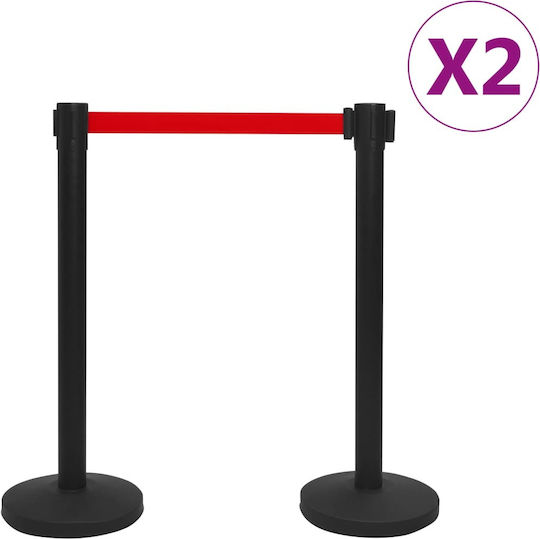 vidaXL Safety Barrier Post Red Black 4 pieces 2m 149577