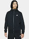 Nike Sportswear Herren Sweatshirt Jacke mit Kapuze und Taschen Schwarz