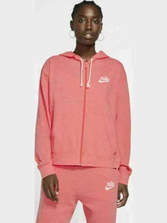 Nike Γυναικεία Ζακέτα Φούτερ με Κουκούλα Ροζ