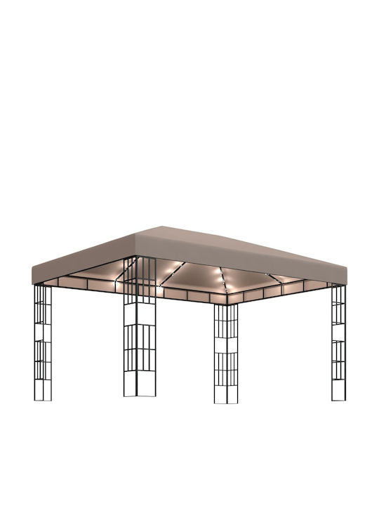 vidaXL Κιόσκι Κήπου με Led Taupe 4x3m