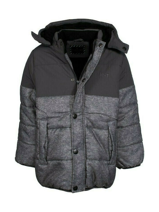 Kids Casual Short Coat with Hood Grey