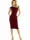 Numoco Summer Midi Dress Short Sleeve Burgundy