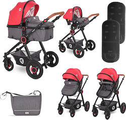 Lorelli Alexa 3 in 1 Adjustable 3 in 1 Baby Stroller Suitable for Newborn Cherry Red 14.65kg