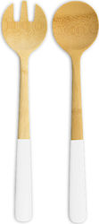 Pebbly Bamboo Serving Utensil Set White 2pcs