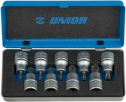 Unior Καρυδάκια με Μύτες Torx και Καρέ Υποδοχής 1/2'' Σετ 9τμχ