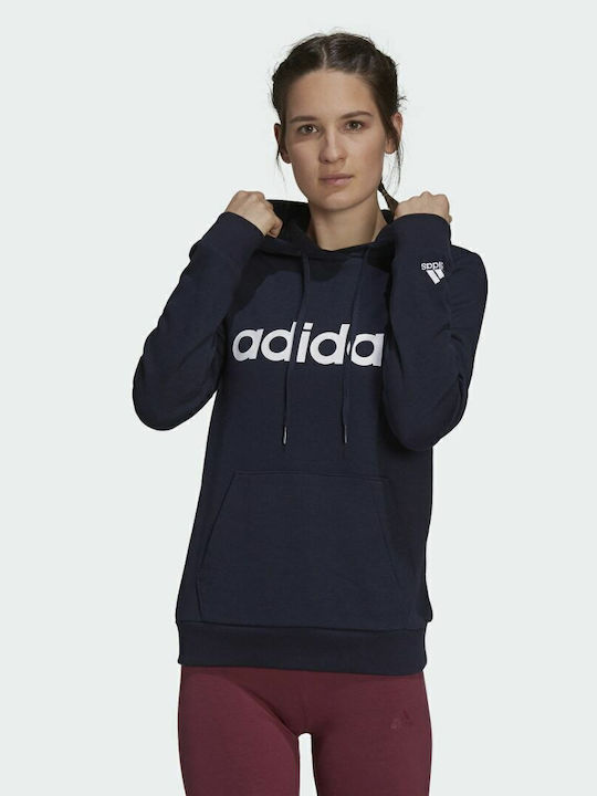Essentials Μακρύ Γυναικείο Φούτερ με Κουκούλα Navy Μπλε