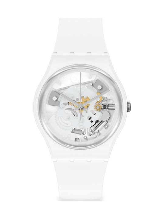 Swatch Spot Time Ρολόι Μπαταρίας με Καουτσούκ Λουράκι σε Λευκό χρώμα