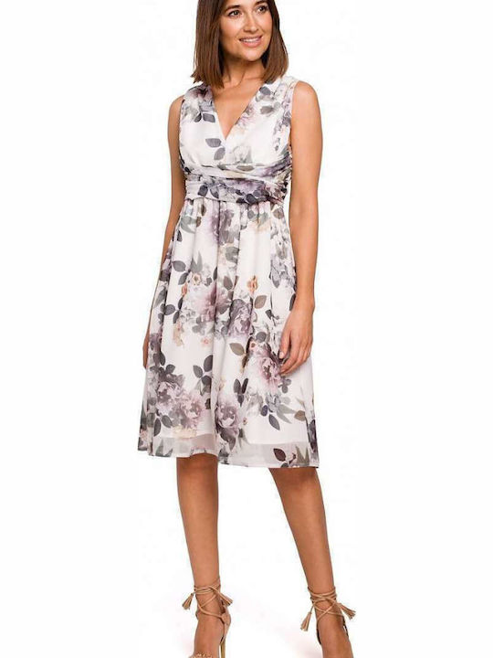 Stylove Summer All Day Short Sleeve Wrap Mini Dress with V Neck White Floral S225 144836