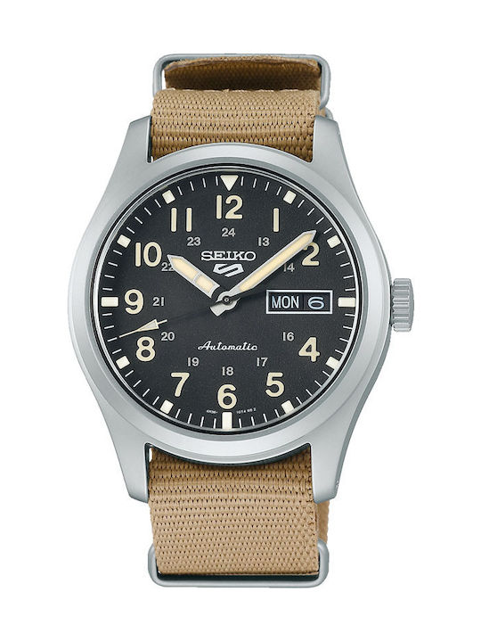 Seiko 5 Sports Field Sports Style Мъжки Часовник 39.4мм Автоматичен с Кафяв Текстилна Каишка