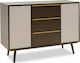 Nastia Wooden Buffet with Drawers Σκούρο Καρυδί - Λευκό L106xW39xH75cm