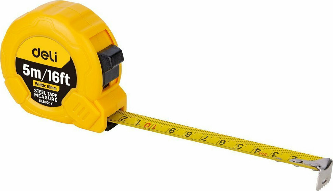 Steel Measuring Tape 5m/19mm Deli Tools EDL9005Y (yellow)