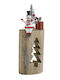 Inart Christmas Wooden Figure SNowman Beige Height 24cm