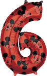 Μπαλόνι Foil Αριθμός Mickey Mouse Forever 6 Κόκκινο 66εκ.