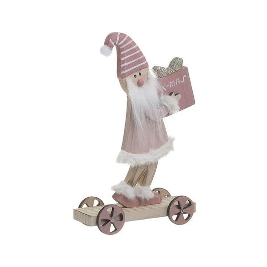 Dekorativer Weihnachtsmann Rosa aus Holz 23x14x5cm