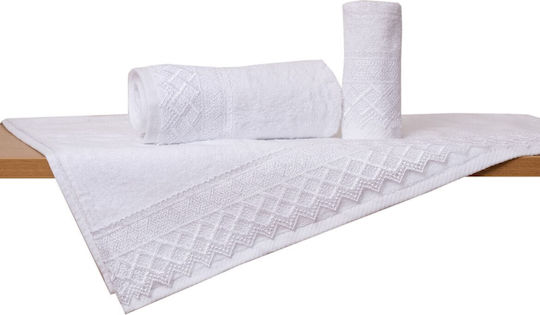 Viopros Νο 3 Bridal Towel Set 3pcs with Lace White