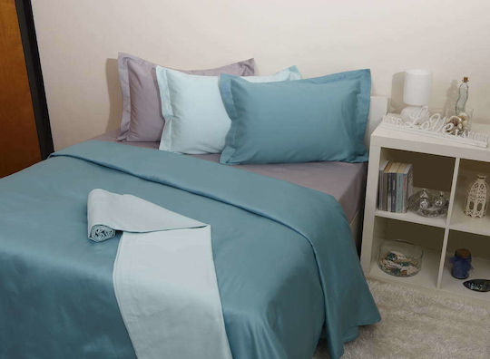 Anna Riska Bettlaken für Einzelbett mit Gummiband 100x200+25cm. Luxury 6 Lake Blue