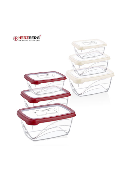 Herzberg Lunch Box Plastic Red L772RED 3pcs