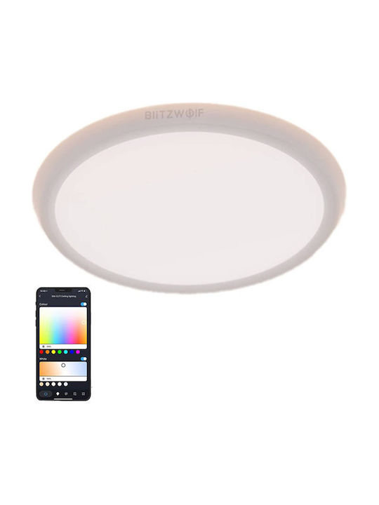 BlitzWolf BW-CLT1 Μοντέρνα Πλαστική Πλαφονιέρα Οροφής WiFi με Ενσωματωμένο LED σε Λευκό χρώμα 30cm